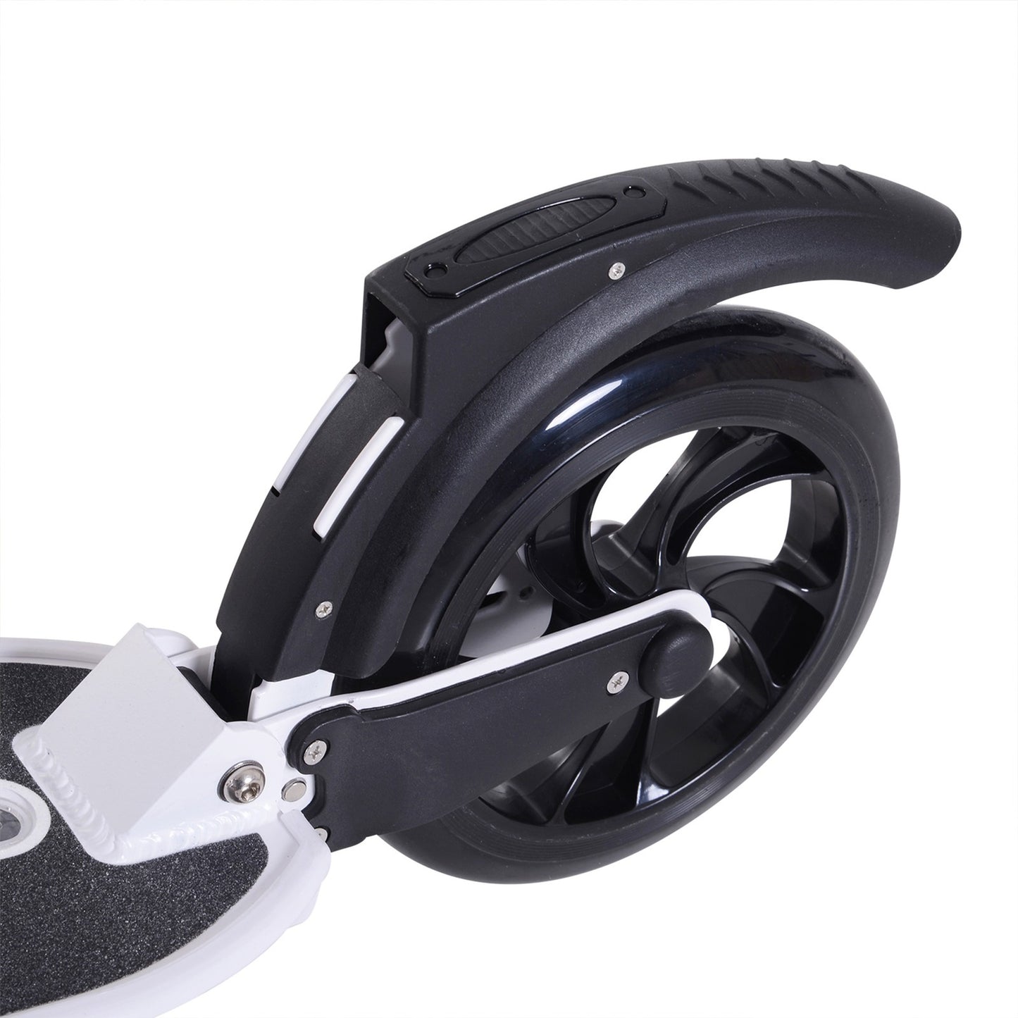 HOMCOM Folding Kick Scooter Teens Adult Ride on Adjustable 2 Big Wheels White