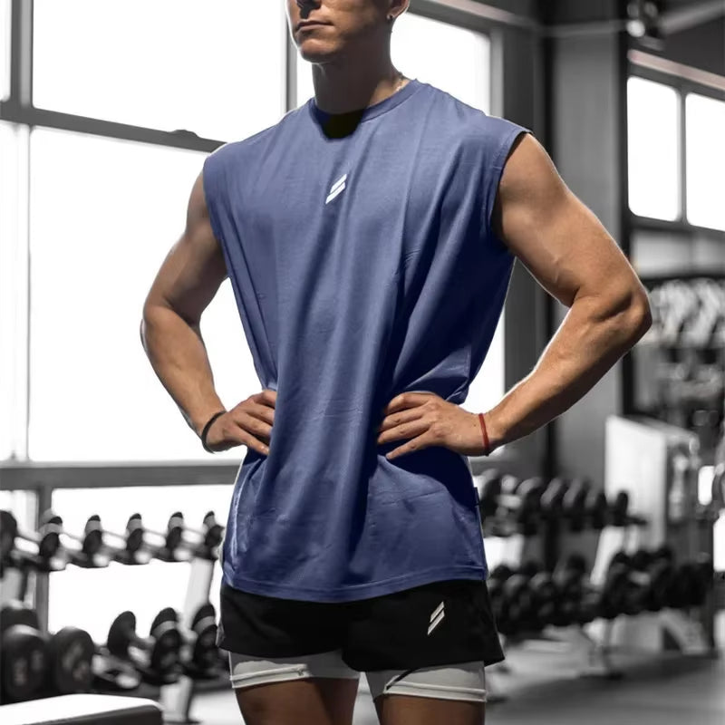 Sleeveless T-Shirt Men Quick-Drying Fitness Bodybuilding Shirt Male Fashion Basketball Vest Mesh Breathable Summer Gym Tank Men