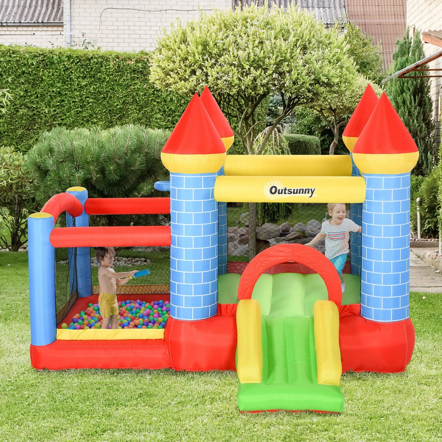 Multi-Activity Bouncy Castle, with Blower, Kids Bounce House, Multicoloured