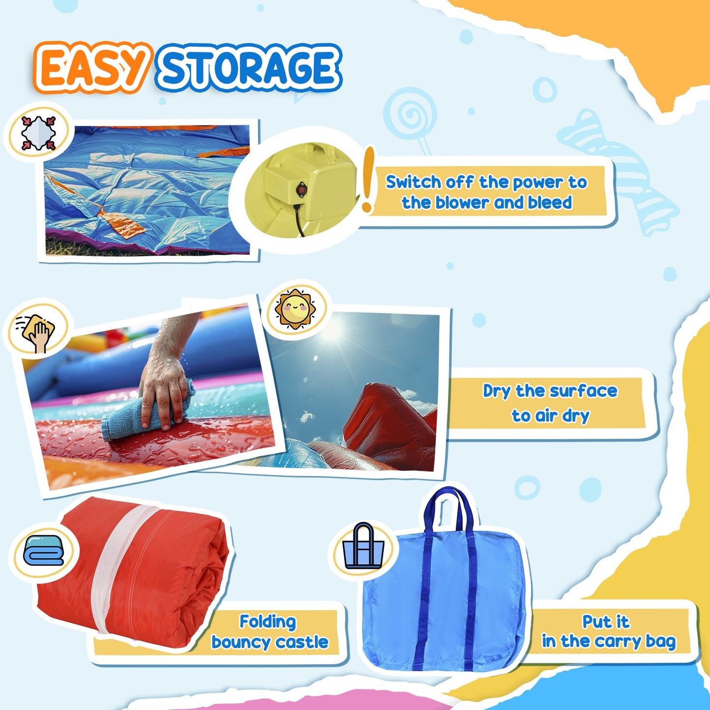 Multi-Activity Bouncy Castle, with Blower, Kids Bounce House, Multicoloured
