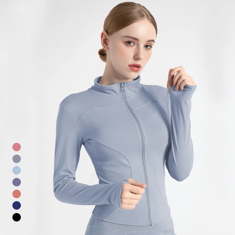 S-3XL Women'S Tracksuit Jacket Slim Fit Long Sleeved Fitness Coat Yoga Tops with Thumb Holes Gym Jacket Workout Sweatshirts2025