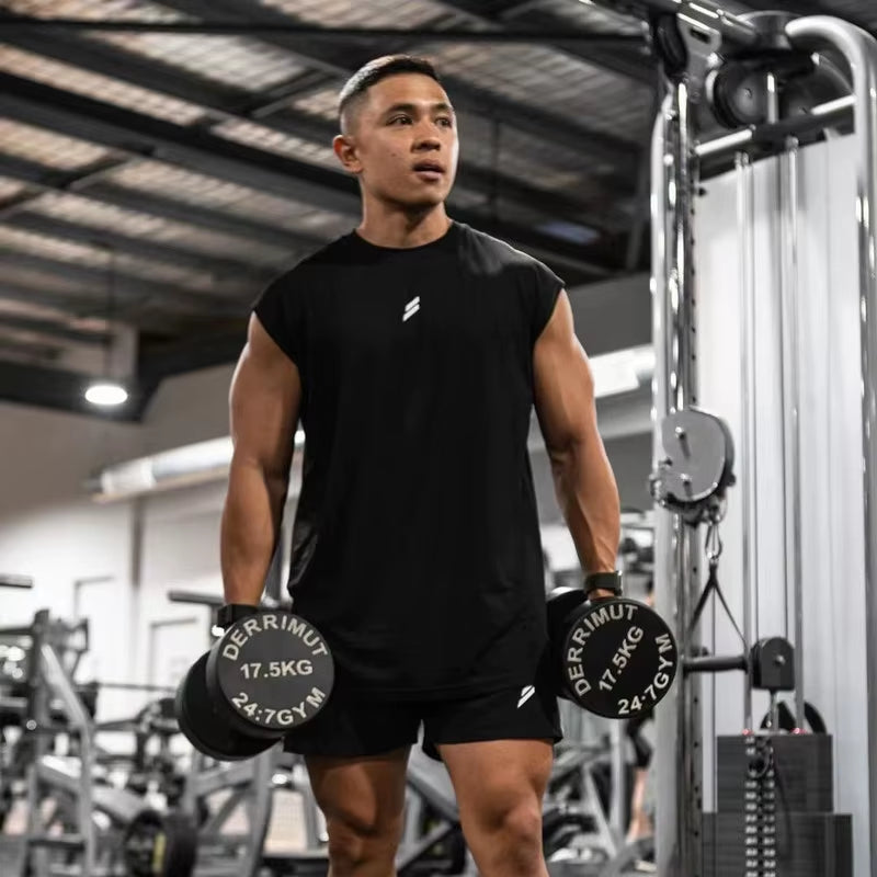 Sleeveless T-Shirt Men Quick-Drying Fitness Bodybuilding Shirt Male Fashion Basketball Vest Mesh Breathable Summer Gym Tank Men