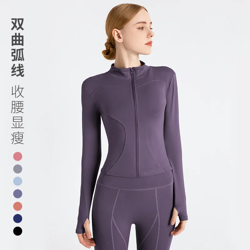 S-3XL Women'S Tracksuit Jacket Slim Fit Long Sleeved Fitness Coat Yoga Tops with Thumb Holes Gym Jacket Workout Sweatshirts2025