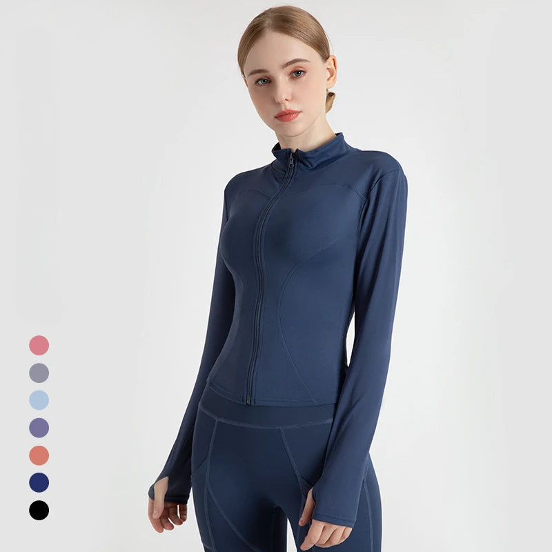S-3XL Women'S Tracksuit Jacket Slim Fit Long Sleeved Fitness Coat Yoga Tops with Thumb Holes Gym Jacket Workout Sweatshirts2025