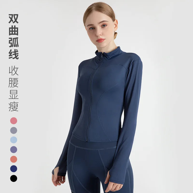 S-3XL Women'S Tracksuit Jacket Slim Fit Long Sleeved Fitness Coat Yoga Tops with Thumb Holes Gym Jacket Workout Sweatshirts2025