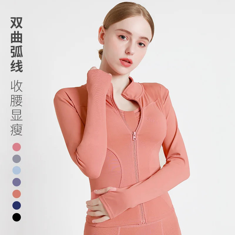 S-3XL Women'S Tracksuit Jacket Slim Fit Long Sleeved Fitness Coat Yoga Tops with Thumb Holes Gym Jacket Workout Sweatshirts2025