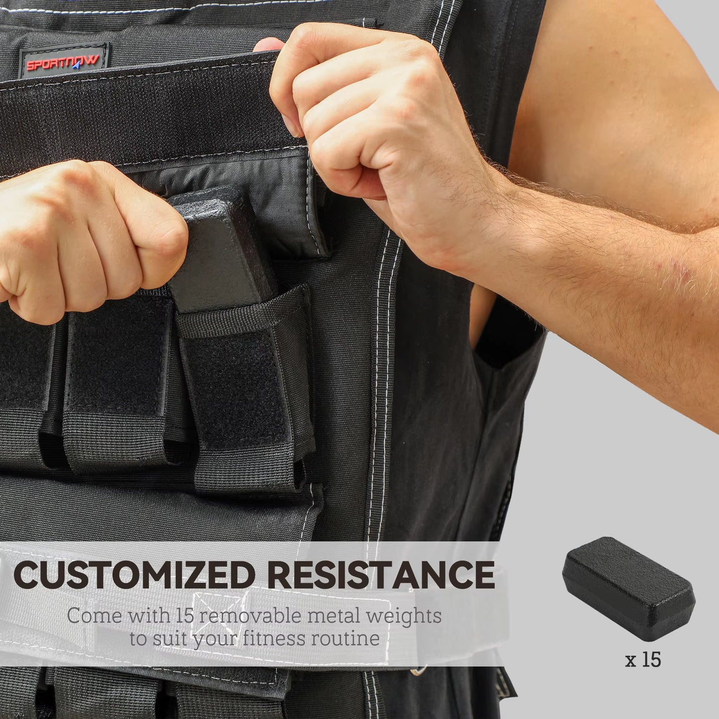 15KG Adjustable Weighted Vest for Men and Women, Weight Vest with 15 Metal Weights