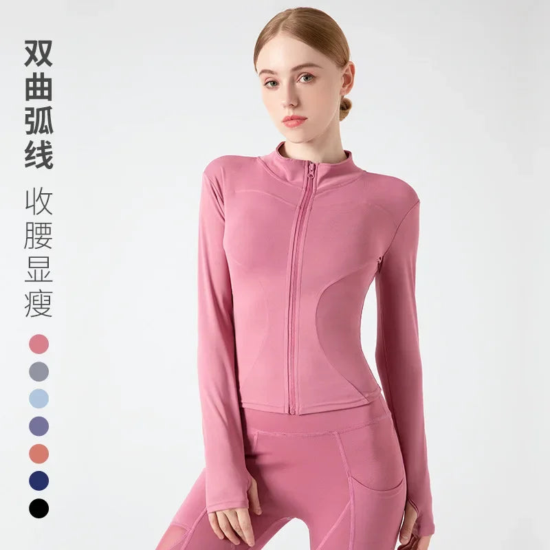 S-3XL Women'S Tracksuit Jacket Slim Fit Long Sleeved Fitness Coat Yoga Tops with Thumb Holes Gym Jacket Workout Sweatshirts2025