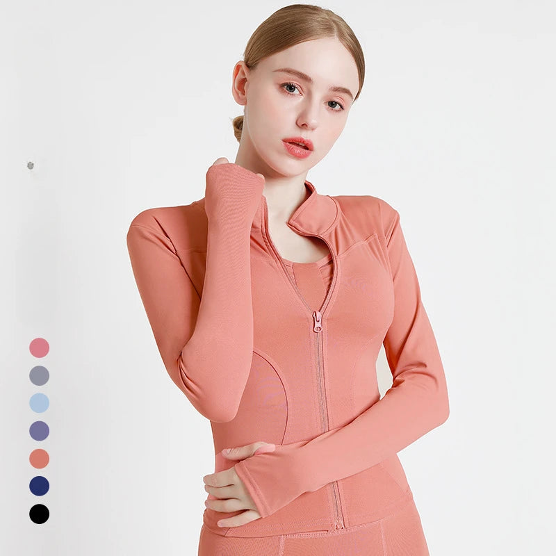 S-3XL Women'S Tracksuit Jacket Slim Fit Long Sleeved Fitness Coat Yoga Tops with Thumb Holes Gym Jacket Workout Sweatshirts2025