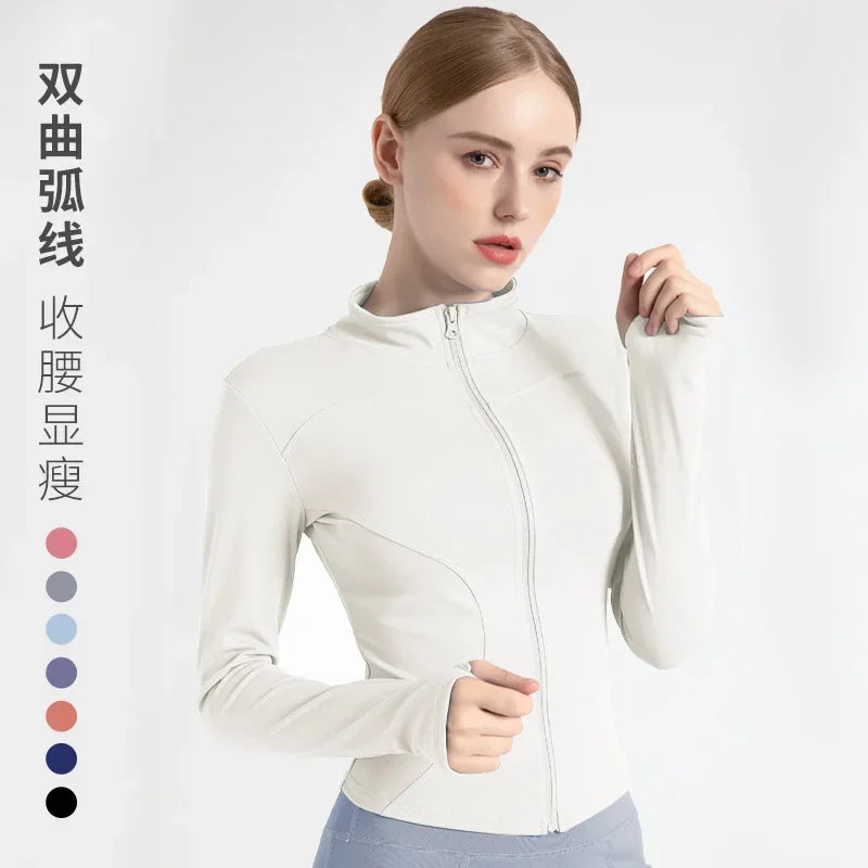 S-3XL Women'S Tracksuit Jacket Slim Fit Long Sleeved Fitness Coat Yoga Tops with Thumb Holes Gym Jacket Workout Sweatshirts2025