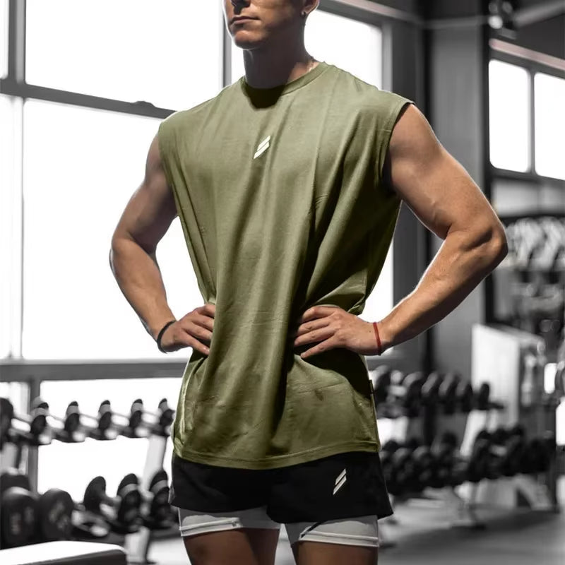 Sleeveless T-Shirt Men Quick-Drying Fitness Bodybuilding Shirt Male Fashion Basketball Vest Mesh Breathable Summer Gym Tank Men