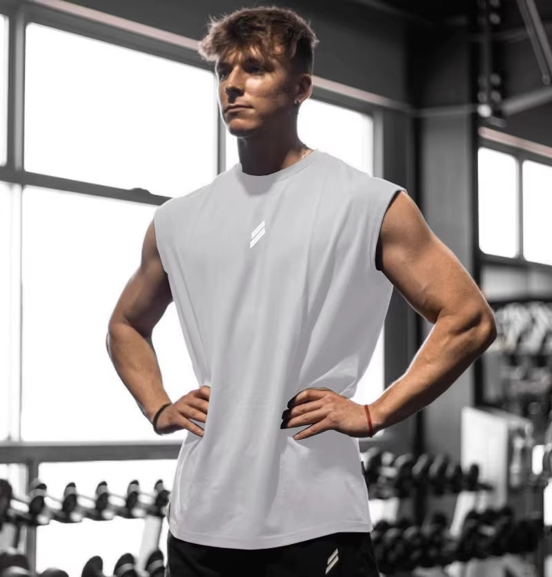 Sleeveless T-Shirt Men Quick-Drying Fitness Bodybuilding Shirt Male Fashion Basketball Vest Mesh Breathable Summer Gym Tank Men