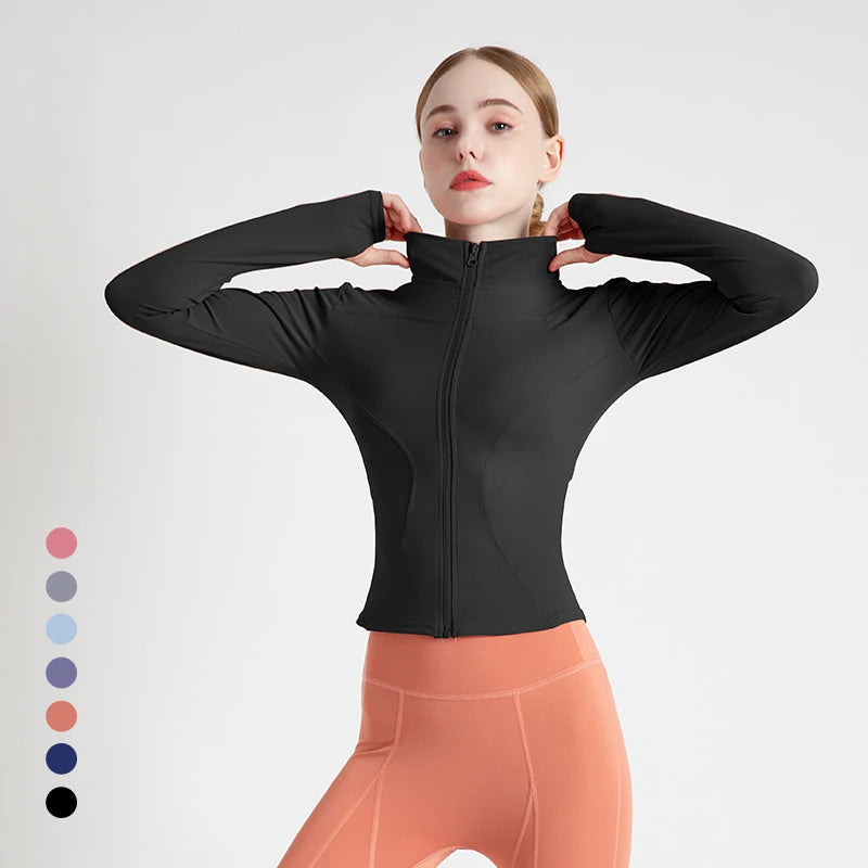 S-3XL Women'S Tracksuit Jacket Slim Fit Long Sleeved Fitness Coat Yoga Tops with Thumb Holes Gym Jacket Workout Sweatshirts2025