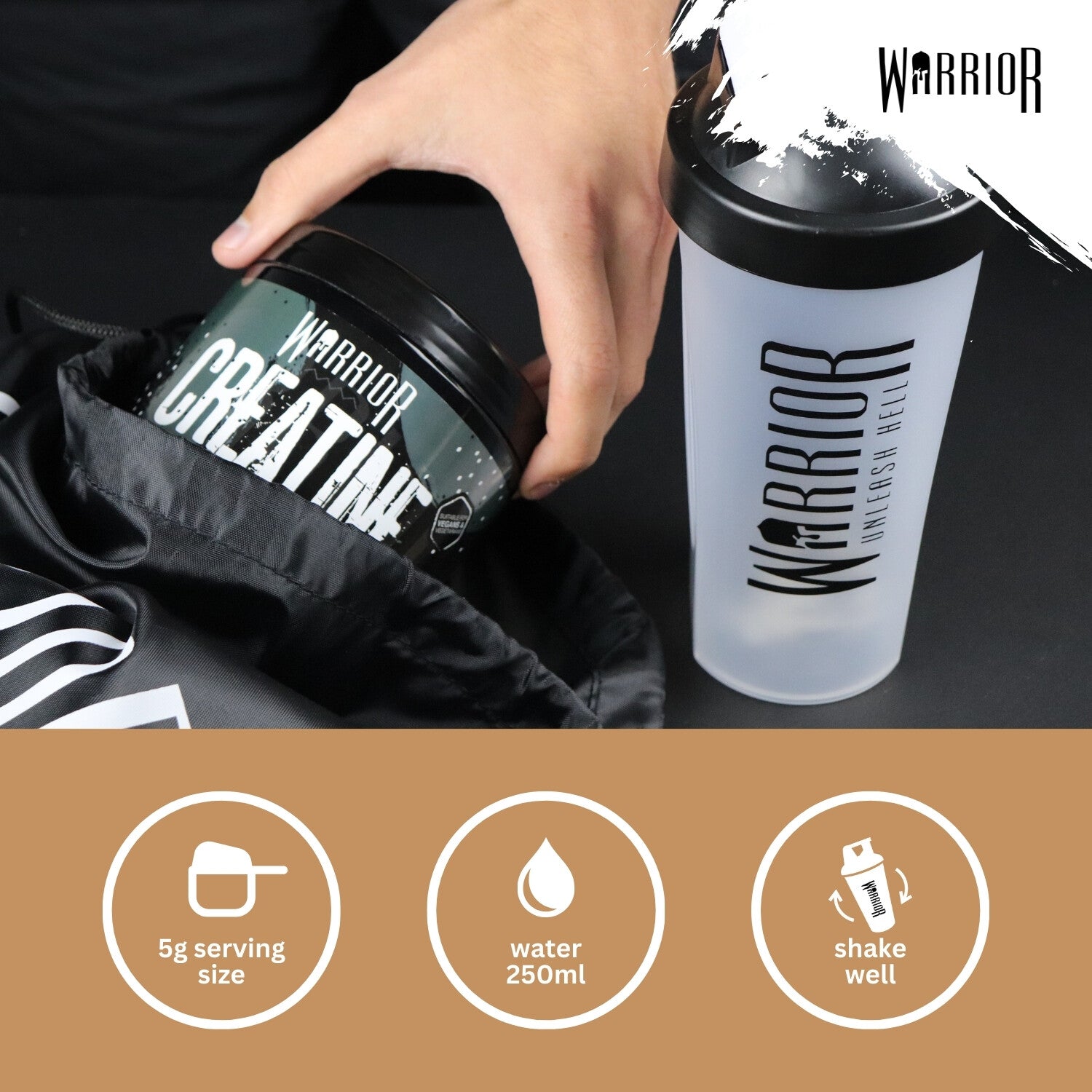 Creatine Monohydrate Powder 300G - Warrior Supplement - Micronised - 60 Servings