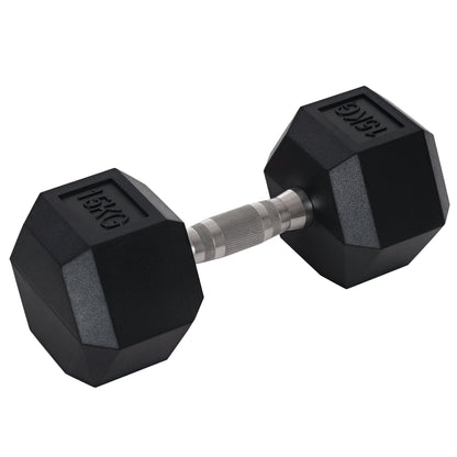 Single Rubber Hex Dumbbell Encased Ergo Weights Home Exercise Gym Fitness