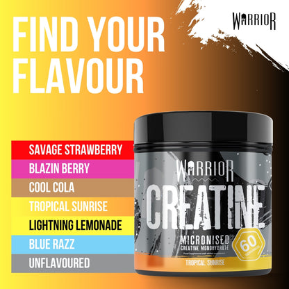 Creatine Monohydrate Powder 300G - Warrior Supplement - Micronised - 60 Servings