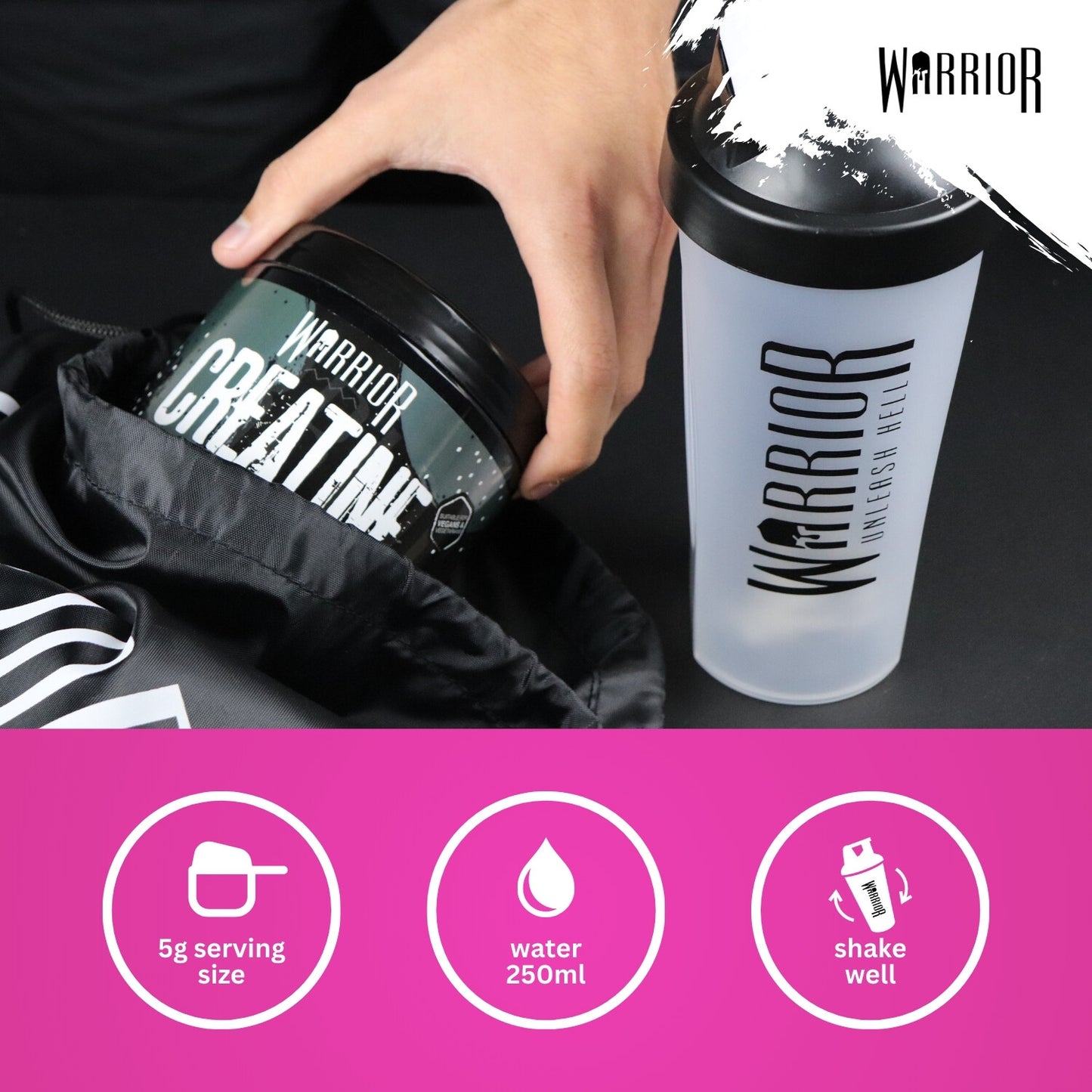 Creatine Monohydrate Powder 300G - Warrior Supplement - Micronised - 60 Servings