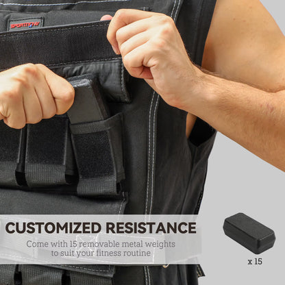 15KG Adjustable Weighted Vest for Men and Women, Weight Vest with 15 Metal Weights