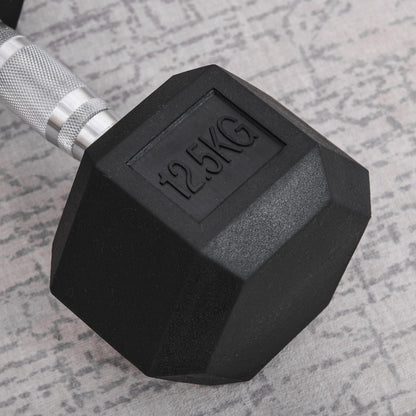 Single Rubber Hex Dumbbell Encased Ergo Weights Home Exercise Gym Fitness